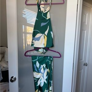 Green Floral Halter Set